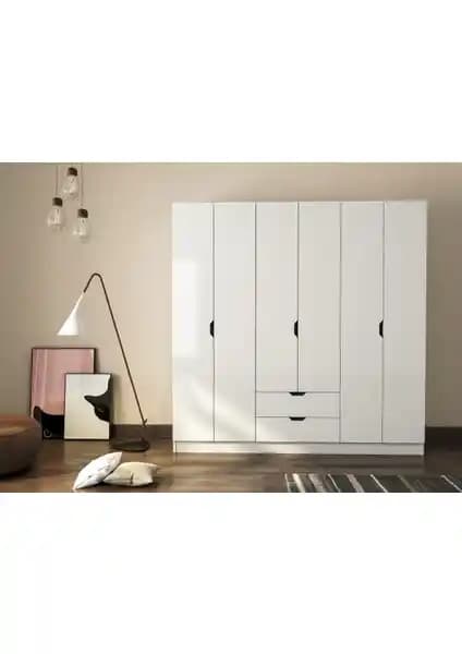 Rabi Mobilya Modern Style 6 Kapak 2 Çekmeceli Gardırop ile Şık ve Fonksiyonel Depolama Çözümü