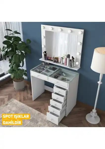 Rani BJ117 Hollywood Işıklı Aynalı Makyaj Masası Modern Tasarım ve Fonksiyonellik