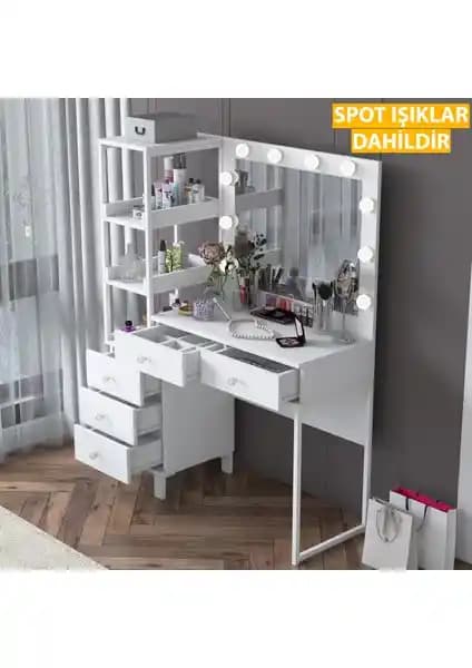 Rani BJ128 Hollywood Işıklı Aynalı Makyaj Masası Modern Tasarım ve Fonksiyonellik
