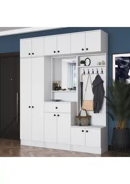 Rani EA104 Portmanto Beyaz Modern Giriş Mobilyası ve Depolama Çözümü