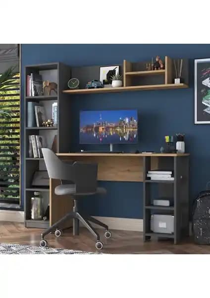 Rani HA125 Kitaplıklı Raflı Çalışma Ofis Masası Modern Tasarım ve Fonksiyonellik