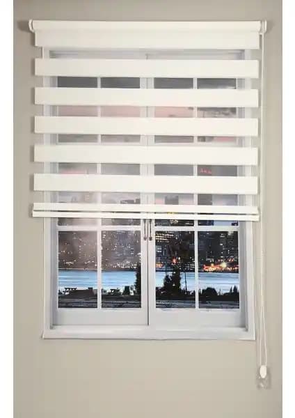 Rasa Perde Kemik Beyazı Düz Bambu Zebra Stor Perde Modern ve Dayanıklı Tasarım