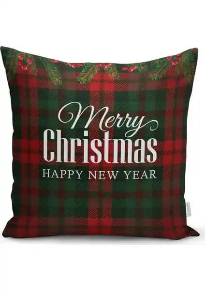 RealHomes Ekose Zeminde Merry Christmas Dekoratif Yastık Kılıfı ile Ev Dekorasyonunuzu Canlandırın