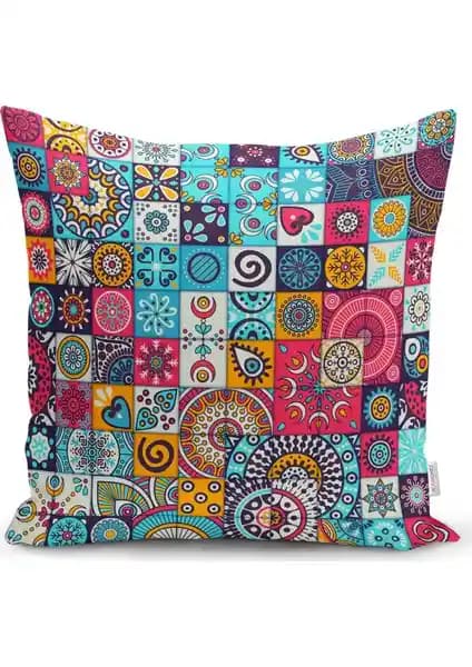 RealHomes Mozaik Desenli Özel Tasarım Yastık Kırlent Kılıfı Ev Dekorasyonunda Şıklık ve Dayanıklılık