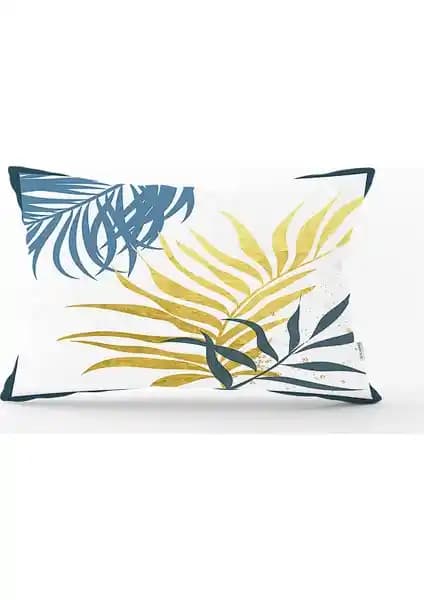 RealHomes Renkli Yaprak Desenli Dijital Baskılı Modern Yastık Kılıfı 35x55 cm