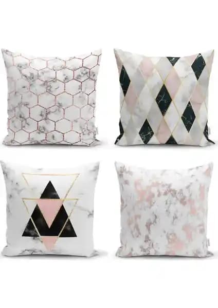 RealHomes Rosegold Mermer Serisi 4'lü Kırlent Kılıfı Seti Modern ve Şık Tasarım