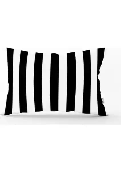 RealHomes Siyah Beyaz Çizgili Dekoratif Yastık Kılıfı Modern ve Şık Tasarım 35x55 cm