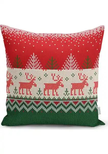 RealHomes Yılbaşı Temalı Dijital Baskılı Dekoratif Yastık Kılıfı 43x43 cm