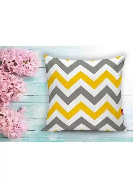 RealHomes Zigzag Desen Dijital Baskılı Dekoratif Yastık Kılıfı - Modern ve Dayanıklı Tasarım