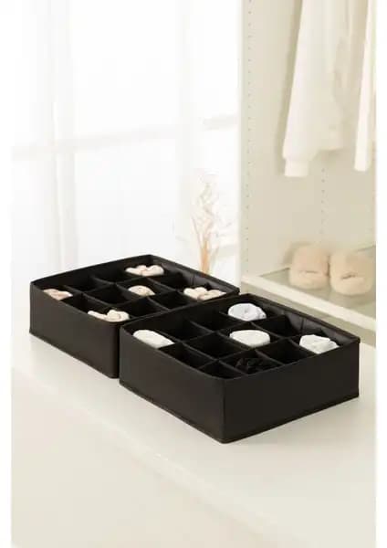 Rek Home Siyah Çocuk Odası Çekmeceleri İçin Çok Bölmeli Organizer Seti