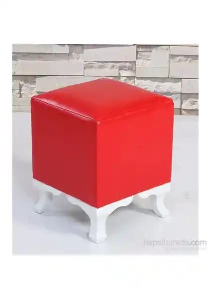 Remaks Lükens Ayak Kırmızı Kare Puf Modern Tasarım ve Kullanışlılık Bir Arada