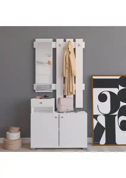 Remaks Orkide Vestiyer Portmanto Takımı Beyaz Modern ve Dayanıklı Tasarım