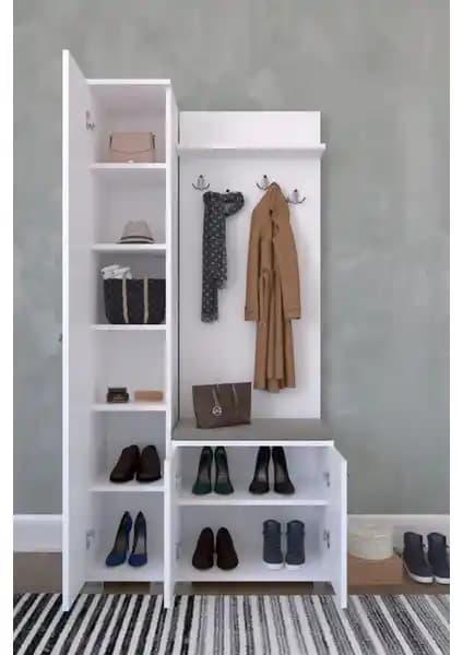 Remaks Şirince Portmanto Beyaz: Modern ve Fonksiyonel Vestiyer Çözümü