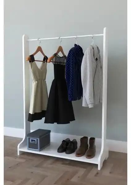 Remaks Still Portmanto Beyaz Ayaklı Elbise Askısı Dayanıklı ve Şık Tasarım