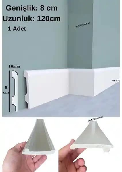 Renkli Duvarlar ile Modern ve Dayanıklı PVC Süpürgelik Seçenekleri 8 cm genişlikte