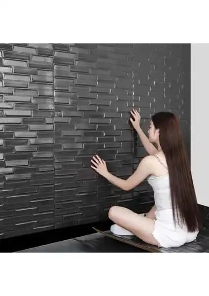 Renkli Duvarlar NW66 Siyah Opak Kendinden Yapışkanlı Panel Modern İç Mekan Dekorasyonu