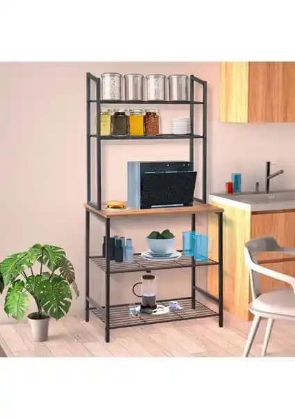 RetoDesign Atlantik Çam Mutfak Bangosu: Dayanıklı ve Çok Amaçlı Metal Raf Sistemi