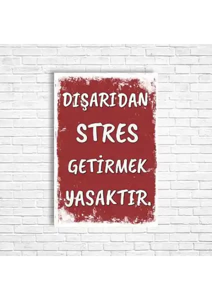 Retro Ahşap Poster Dışarıdan Stres Getirmek Yasaktır Modern Dekorasyon İçin Uygun