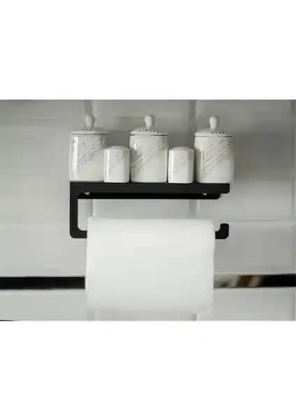 Risingmaber Dekoratif Siyah Metal Baharatlık ve Havluluk Ürünü Modern Mutfaklar İçin