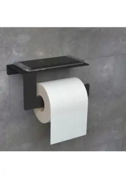 Risingmaber Metal Mat Siyah Telefon Raflı Tuvalet Kağıtlık Modern Banyo Tasarımı