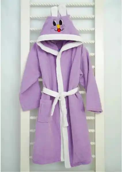 Safir Home Tiny Tavşan Kulaklı Kapüşonlu Çocuk Bornozu Yumuşak ve Eğlenceli Tasarım