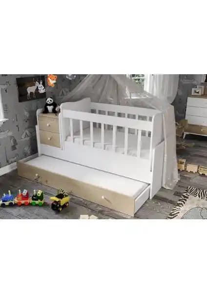 Sansa Sallanır Büyüyen Yavru Yataklı MDF Beşik: Güvenli ve Çok Yönlü Çocuk Yatağı