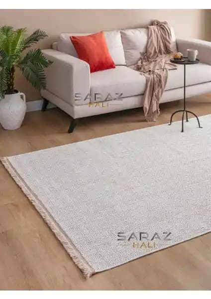 Saraz Halı Krem Renkli Yu<muş>ak Dokulu Modern Dekoratif Halı 75-90 karakter