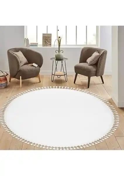 Saraz Halı Yuvarlak Comfort Puffy Beyaz: Modern ve Fonksiyonel Tasarım Özellikleri