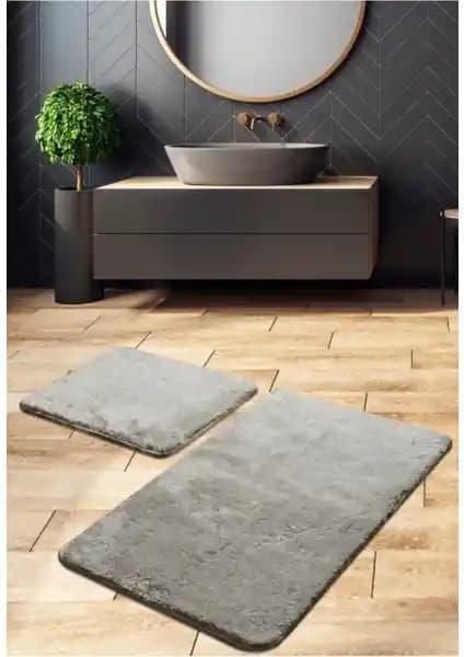Saraz Puffy Gri Halı Klozet Takımı ile Modern ve Hijyenik Banyo Dekorasyonu