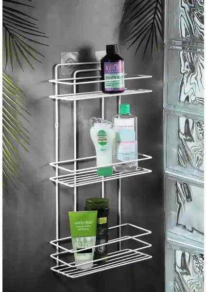 Sas Paslanmaz Çelik Duş Rafı Beyaz - Dayanıklı ve Çok Yönlü Montaj Seçenekleri