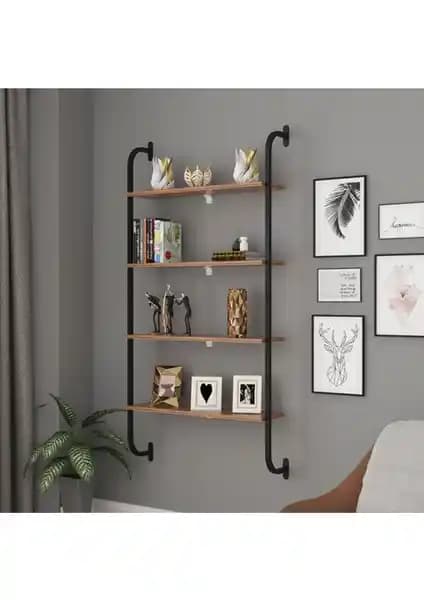 Sensa Metal Kitaplık 4 Raflı Duvar Kitaplığı Modern ve Şık Tasarım Detaylarıyla
