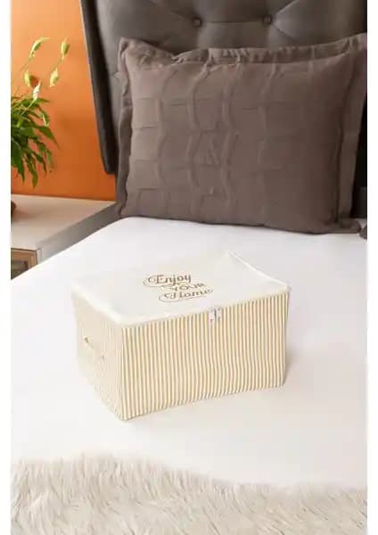 Serstil Mini Bej Çizgili Hurç ile Ev ve Seyahat Düzeninizi Kolaylaştırın