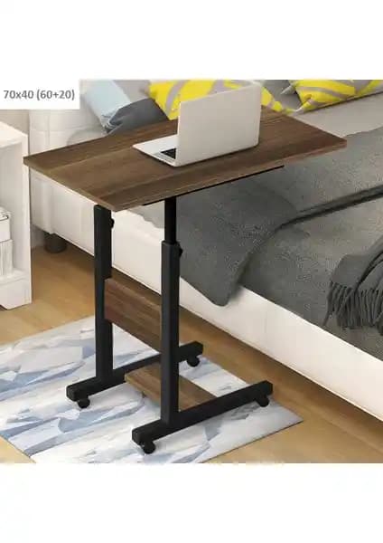 Servetavcı Yükseklik Ayarlı Ceviz Yatak Sehpası 70x40 cm Modern ve İşlevsel Tasarım
