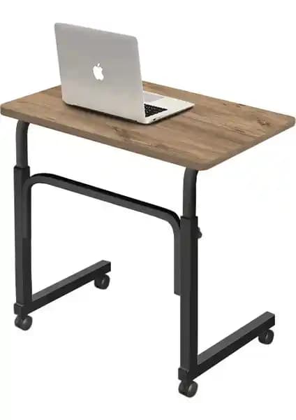 Servetavcı Yükseklik Ayarlı Tekerlekli Laptop Sehpası ve Çalışma Masası Ceviz Renkli