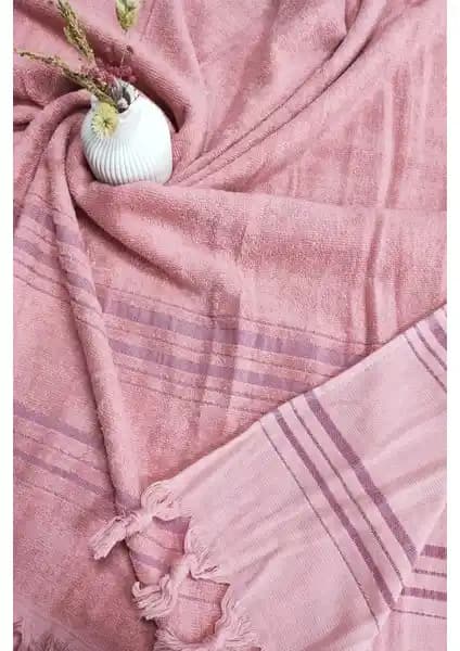 Sevim Tek Yüzlü Pamuk Havlu Peştemal Gül Kurusu Modern ve Çok Yönlü Kullanım İçin