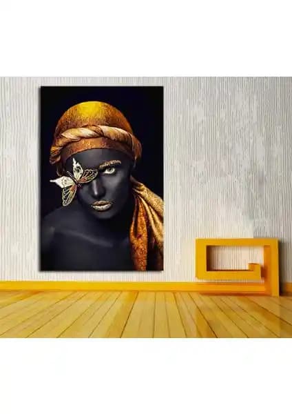 Sibiro Afrikalı Kadın Kelebek Kanvas Tablo Seti: Estetik ve Sağlıklı Dekorasyon Çözümü