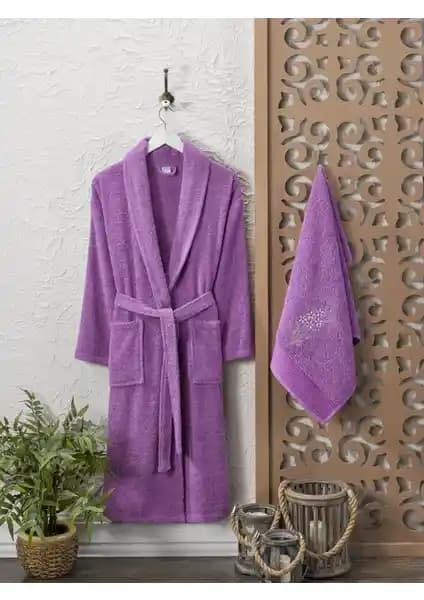 Şilay Home Mor Havlulu Bornoz 2'li Seti Konfor ve Estetik Sunar