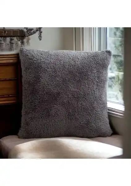 Sk Home Çift Taraflı Kuzu Peluş Teddy Puffy Polar Kırlent Kılıfı Modern ve Şık Tasarım