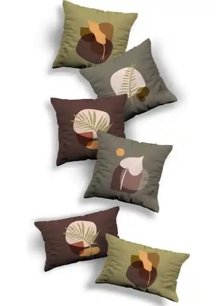 Sk Home Özel Tasarım Premium Dekoratif 6'lı 4'lük ve 2'li Dikdörtgen Kırlent Kılıfı Seti