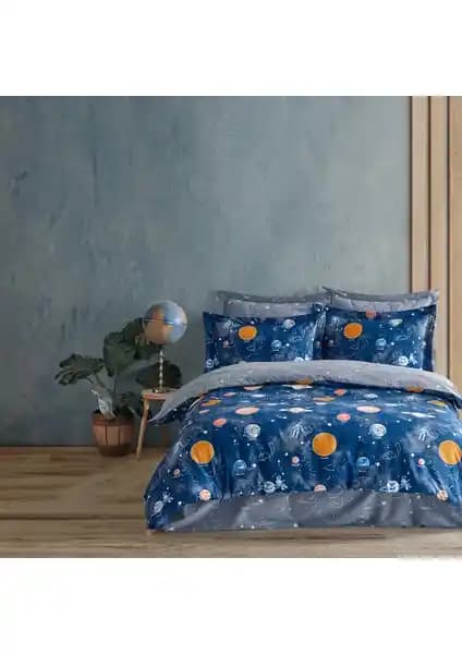 Soley Galaxy %100 Pamuklu Çift Kişilik Nevresim Takımı Modern Uzay Temasıyla Şıklık ve Konfor
