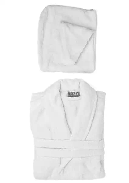 Soley Mayda Koleksiyonundan %100 Pamuklu Bornoz ve Saç Bonesi Seti Detayları