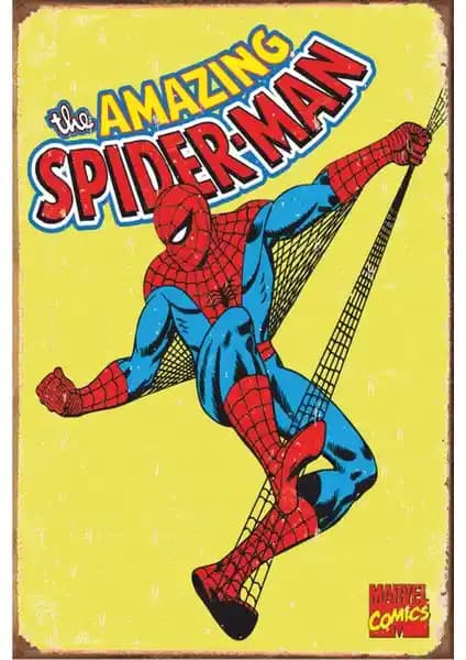 Spiderman Marvel Retro Vintage Ahşap Poster 20x30 cm Dekoratif ve Dayanıklı Tasarım
