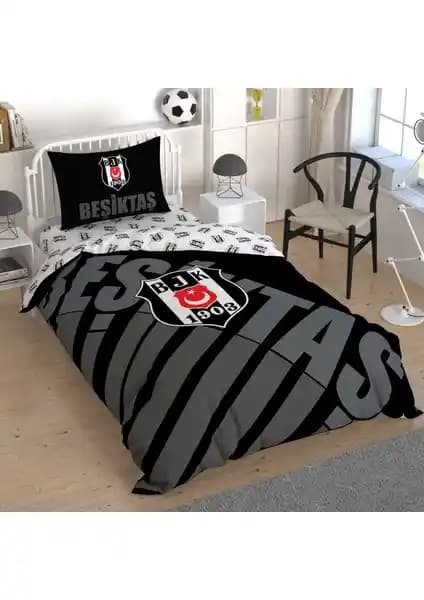 Taç Beşiktaş Siyah Logo Tek Kişilik Nevresim Takımı: Modern ve Şık Yatak Seti