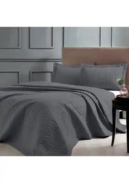 Taç Glory Tek Kişilik Antrasit Yatak Örtüsü Seti Modern ve Dayanıklı Tasarım
