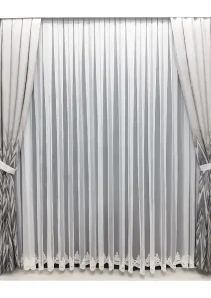 Taç Issa Prede Grek Tül Nakışlı Sık Pile Perde: Modern ve Dayanıklı İç Mekan Dekoru