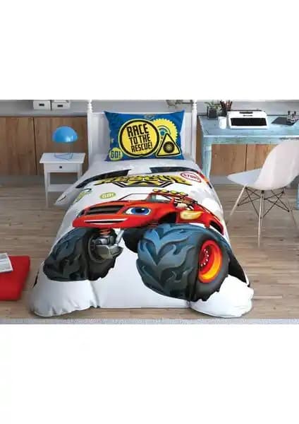 Taç Lisanslı Blaze Road Rescue Tek Kişilik Nevresim Takımı: Konfor ve Şıklık Bir Arada