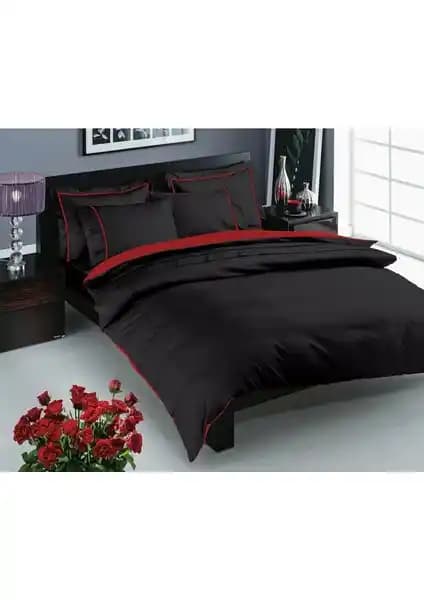 Taç Prestige Siyah Çift Kişilik Saten Nevresim Takımı Estetik ve Dayanıklı Tasarım