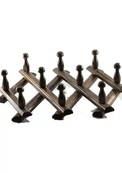 Tahtalı Çarşı Akordiyon Askılık 10'lu doğal ahşap dayanıklı ve ayarlanabilir tasarım