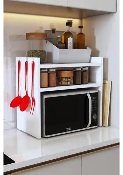 Talas Tozu Beyaz Tezgah Üstü Raf: Modern ve Çok Amaçlı Mutfak Depolama Çözümü