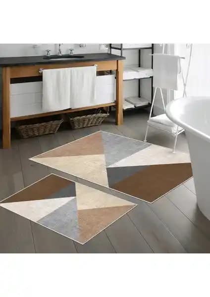 Talia Home Kaymaz Tabanlı Yıkanabilir Banyo Halısı ve Paspası Seti Özellikleri